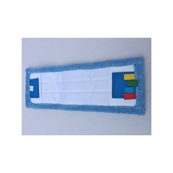 Frange microfibres bleue 40 cm (poche/languette/oeillets)