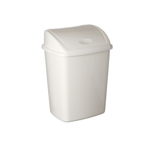 poubelle plastique 10 litres couvercle basculant blanche