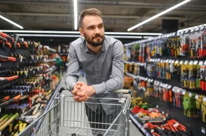 homme dans un magasin de bricolage