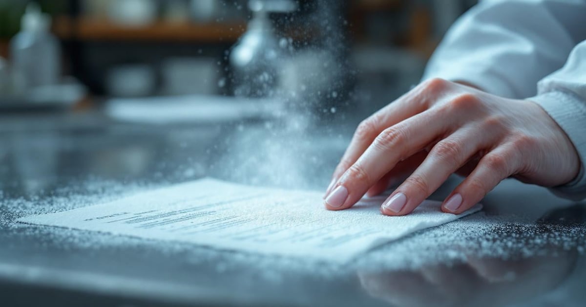 Fiche de traçabilité de nettoyage conforme HACCP sur une surface de travail professionnelle