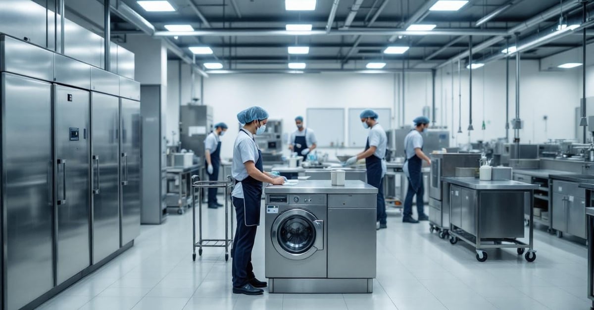 Centrale de dilution professionnelle installée dans un local technique de nettoyage collectif