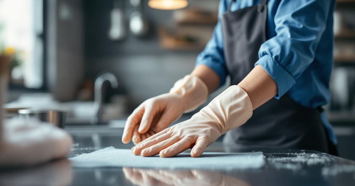 Gants de protection chimique en nitrile, latex et néoprène pour le nettoyage professionnel