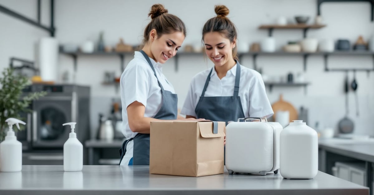 Emballages rechargeables pour produits d'hygiène professionnelle dans un environnement de travail