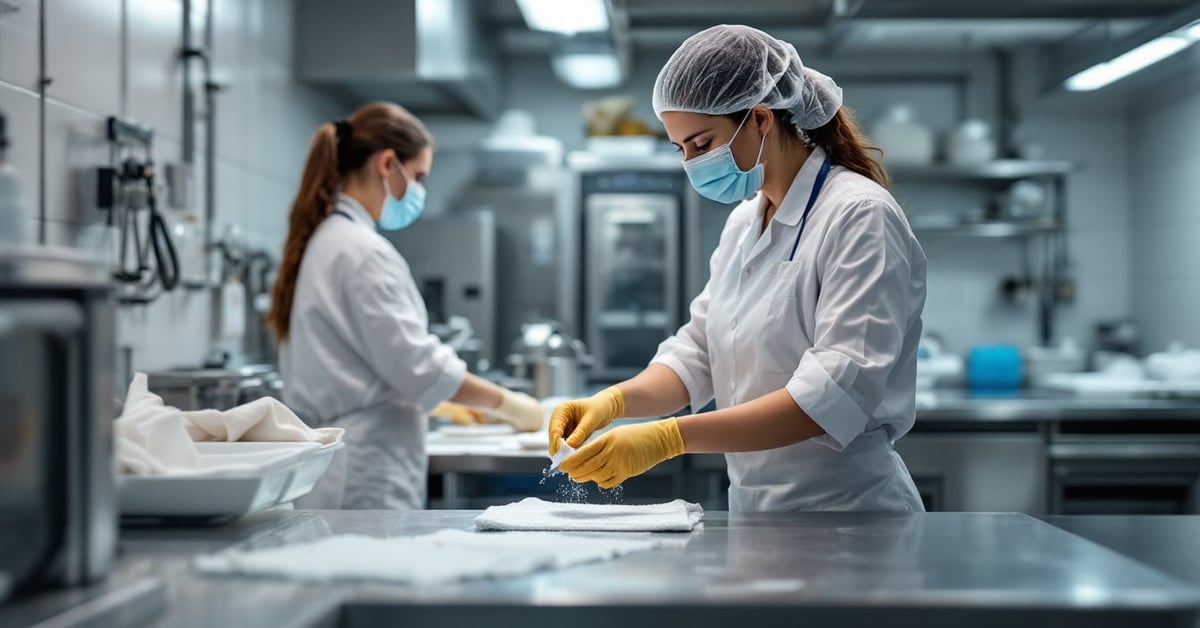 Lingette désinfectante et ses composants chimiques en laboratoire professionnel