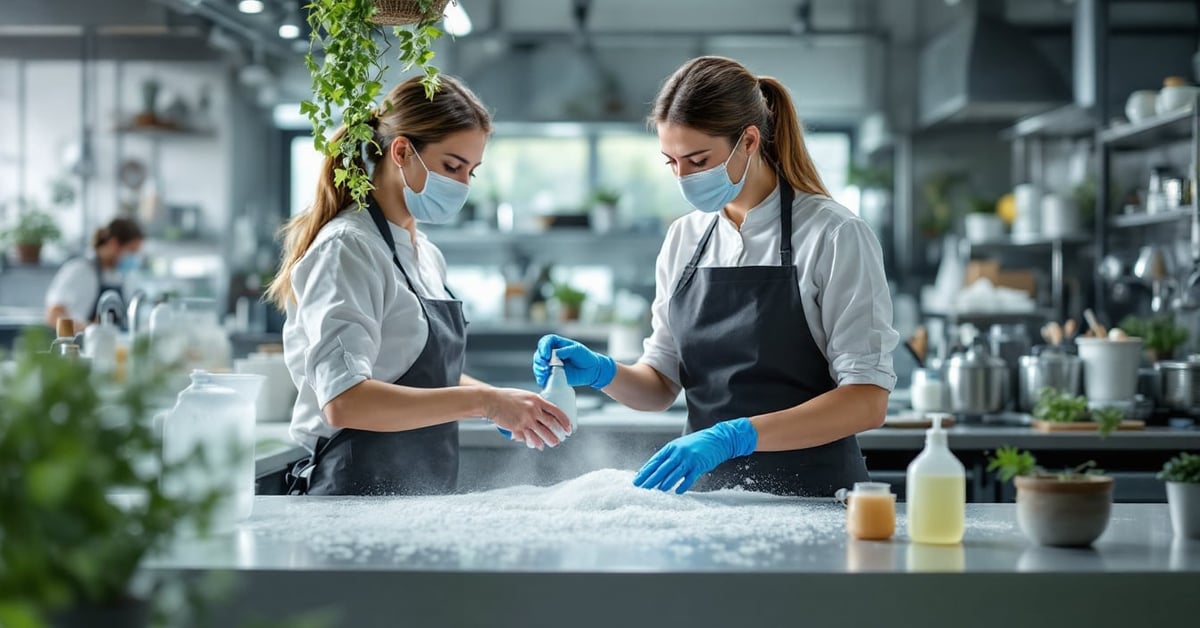 Technicien en blouse examinant un produit entretien biodégradable efficace dans un laboratoire professionnel