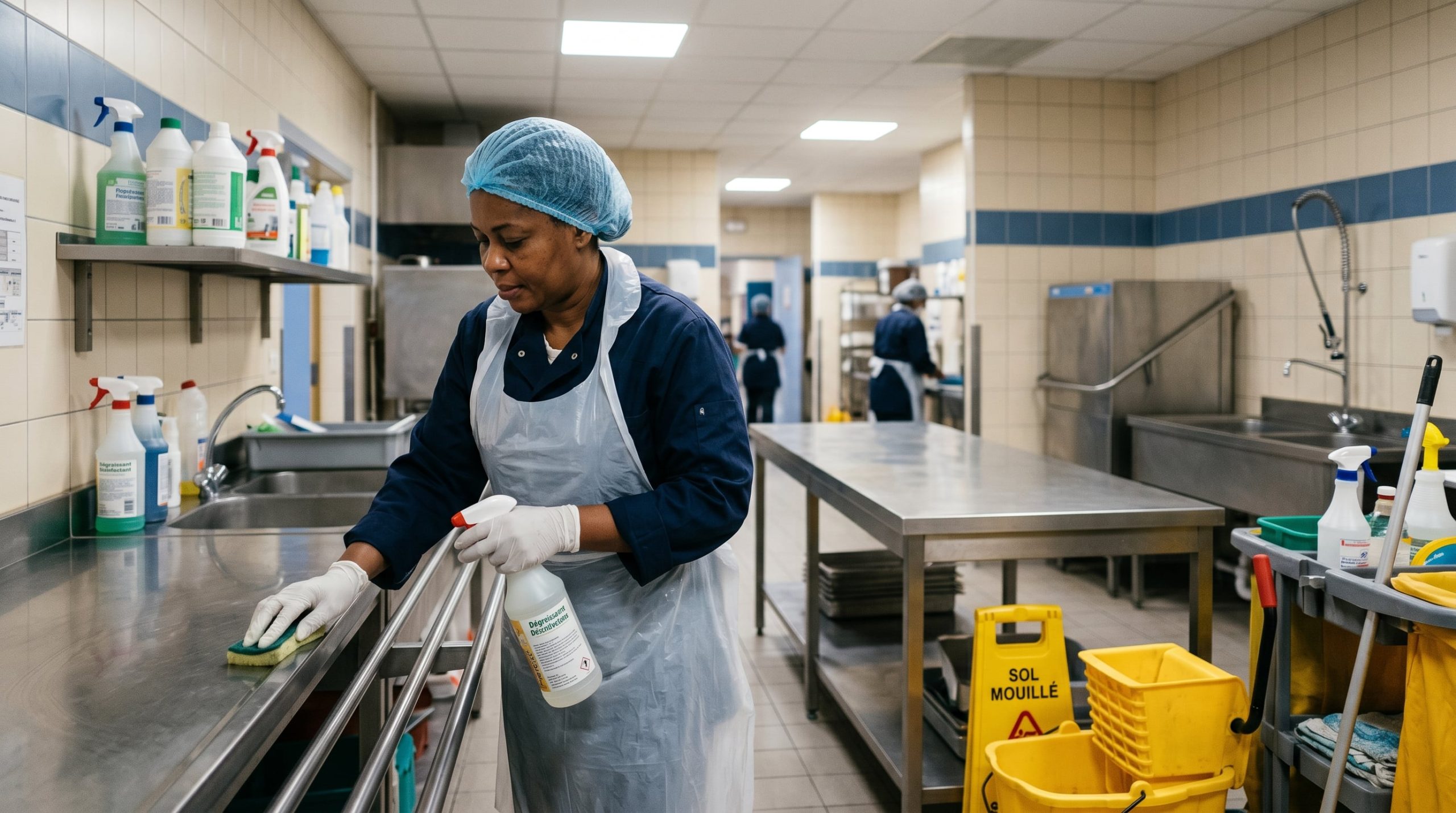 Agent d'entretien professionnel au travail, illustrant les réalités méconnues des métiers de la propreté