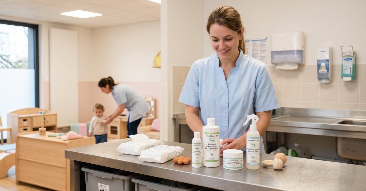 Produits cosmétiques bio pour nourrissons en crèche, soins adaptés aux peaux sensibles des tout-petits
