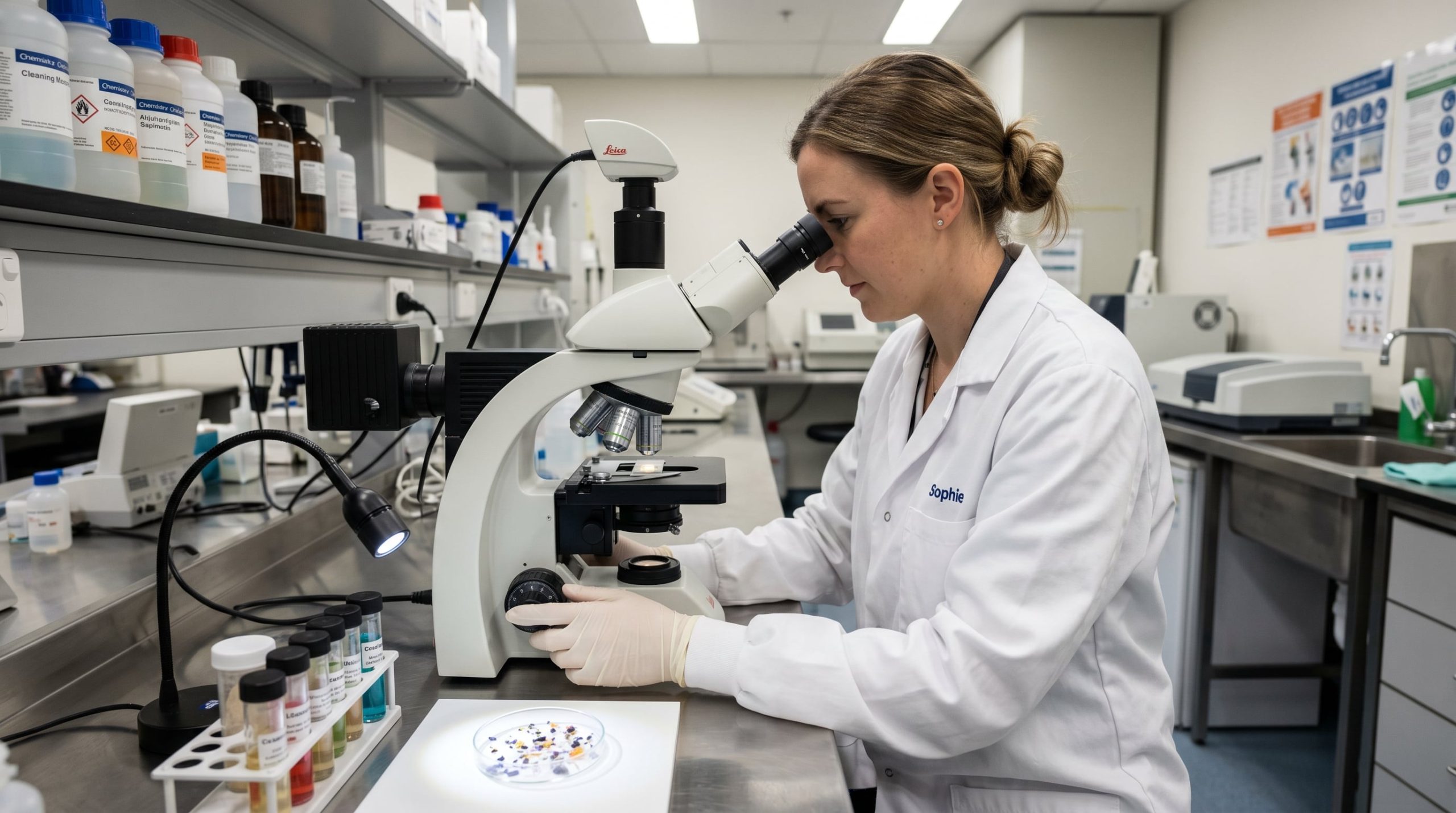 Microplastiques dans les produits d'entretien : analyse en laboratoire de particules plastiques invisibles