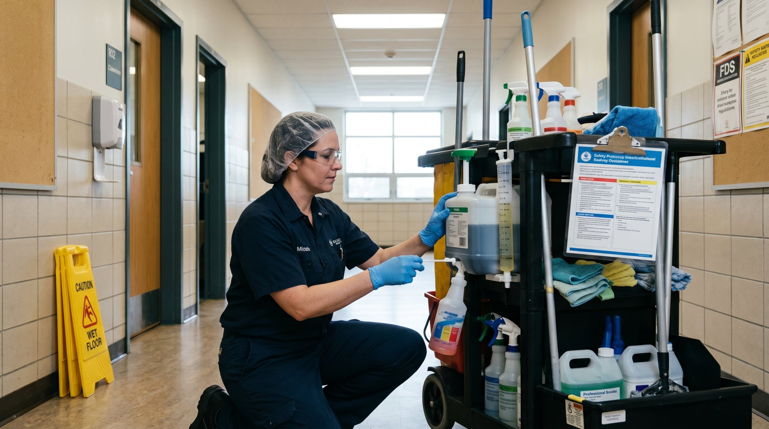 Technicien en laboratoire analysant des produits d'entretien pour détecter la présence de microplastiques