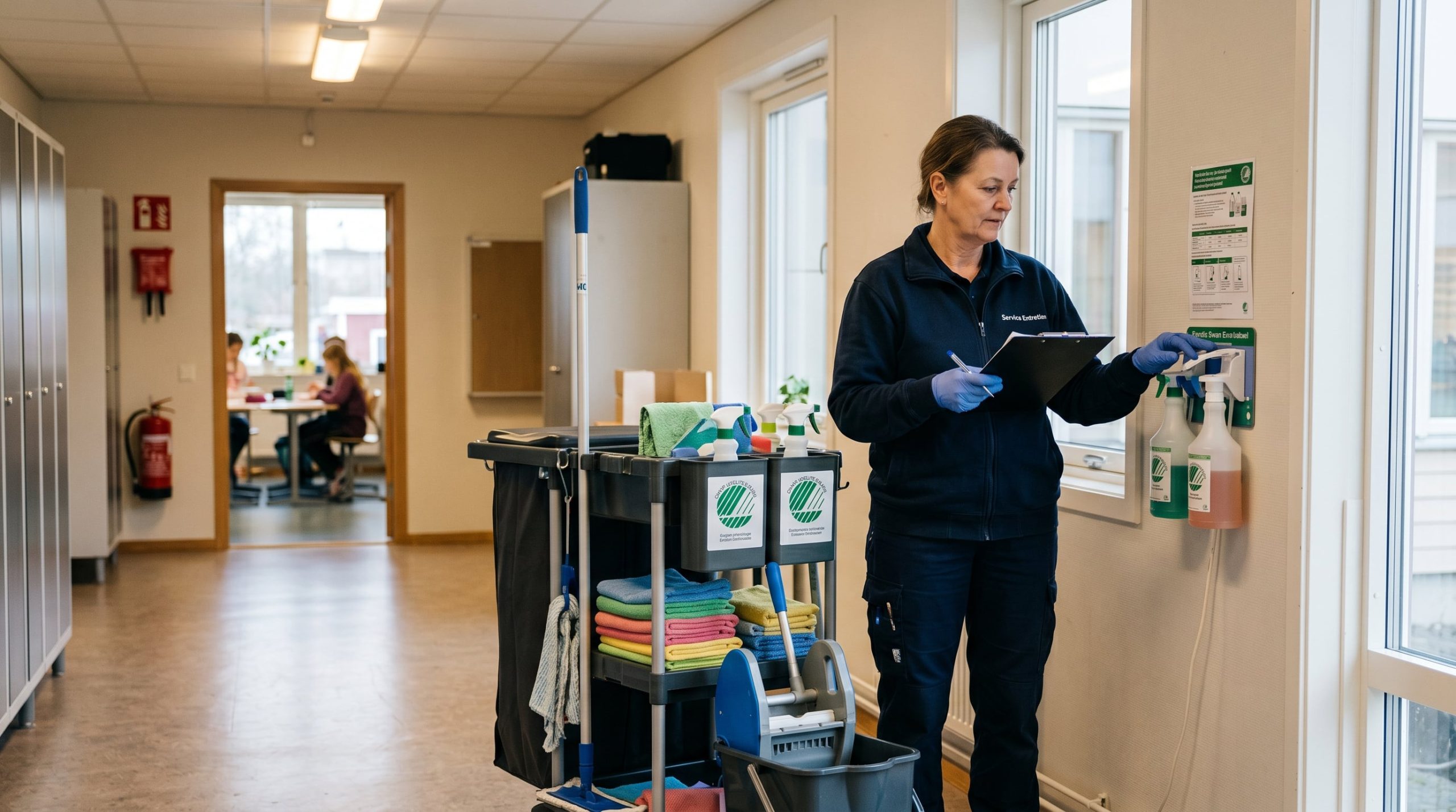 Technicien en laboratoire évaluant le cycle de vie de produits d'entretien certifiés label Nordic Swan