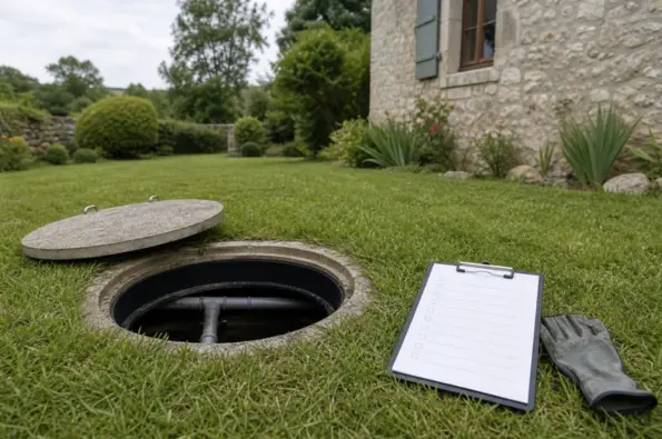 plaque d'égout dans un jardin
